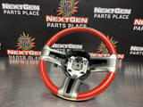 2011 FORD MUSTANG GT STEERING WHEEL RED LEATHER OEM #828