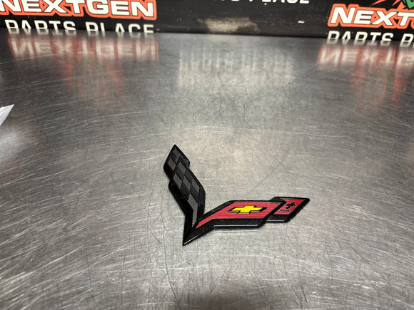 14-19 C7 CORVETTE CARBON FLASH BOWTIE EMBLEM CROSSED FLAGS #1181