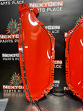 2018 CAMARO SS LH AND RH SIDE DOOR ILLUMINATED INSERTS INFERNO ORANGE OEM #1041